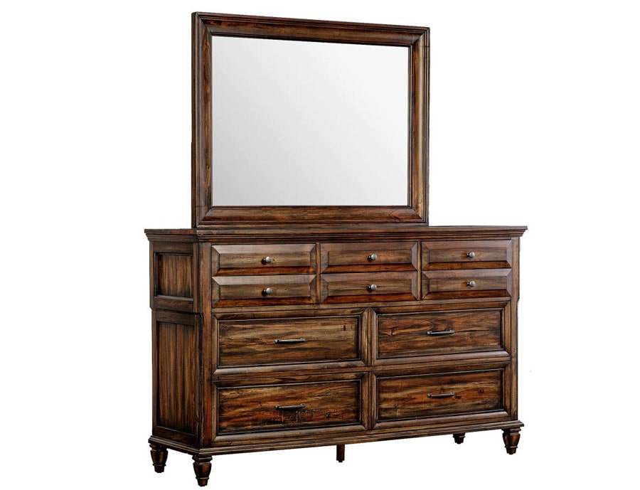 Furniture: 8-drawer Dresser with Mirror Avenue  Weathered Burnished Brown