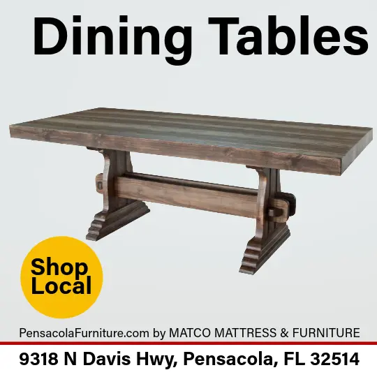 Stylish and durable dining tables for sale at Matco Mattress & Furniture in Pensacola, FL