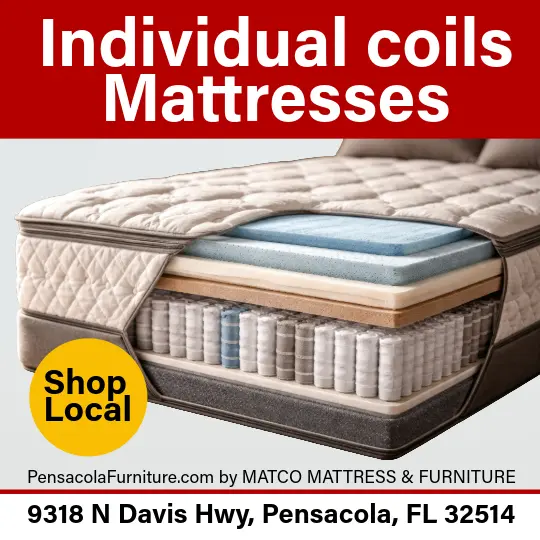 High-quality individual wrapped coils mattresses for sale at Matco Mattress & Furniture in Pensacola, FL