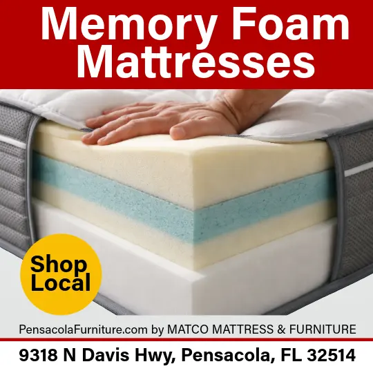 Premium memory foam mattresses for sale at Matco Mattress & Furniture in Pensacola, FL