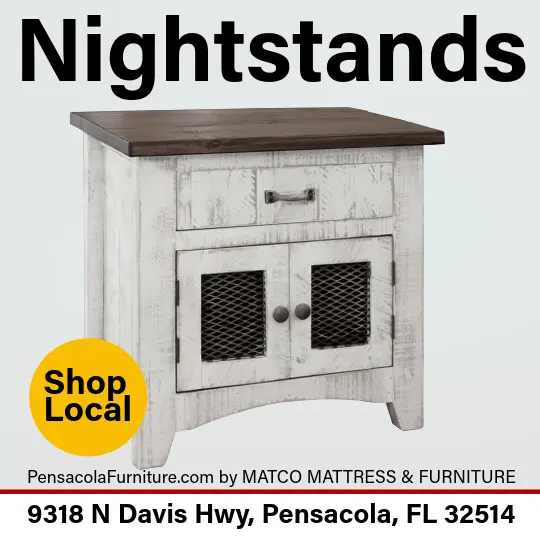 Stylish nightstands and bedside tables at Matco Mattress & Furniture in Pensacola, FL