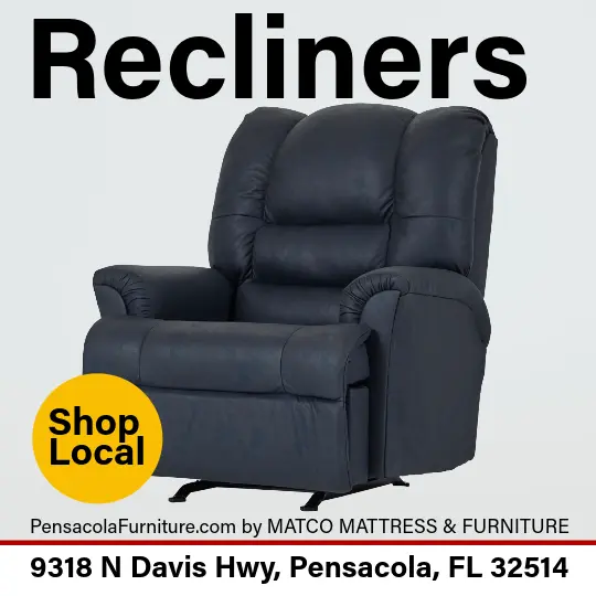 Comfortable manual and power recliners for sale at Matco Mattress & Furniture in Pensacola, FL