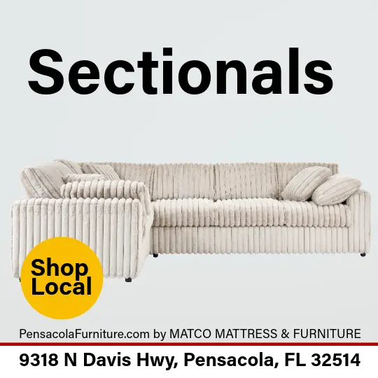 Spacious and comfortable sectional sofas for sale at Matco Mattress & Furniture in Pensacola, FL